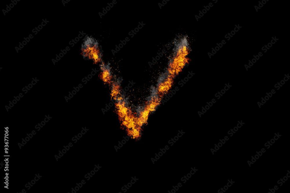 Fire alphabet on black background Fire alphabet on black background