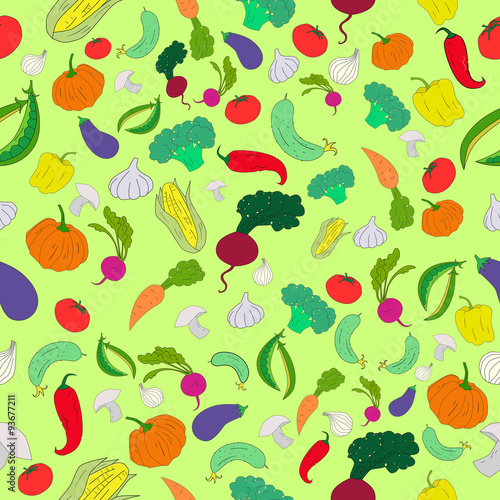 Seamless pattern color vegetables background