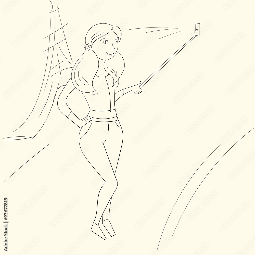 Obraz premium selfie girl photo illustration 