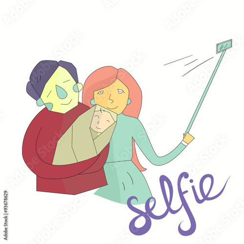 selfie family photo illustration vector
