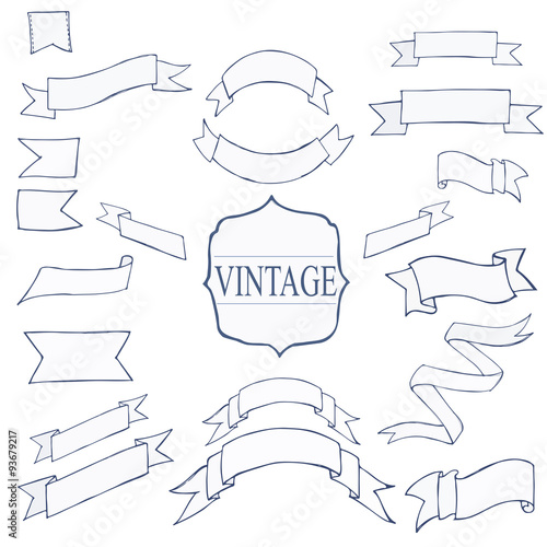 Vintage Color ribbon tape text placeholder 