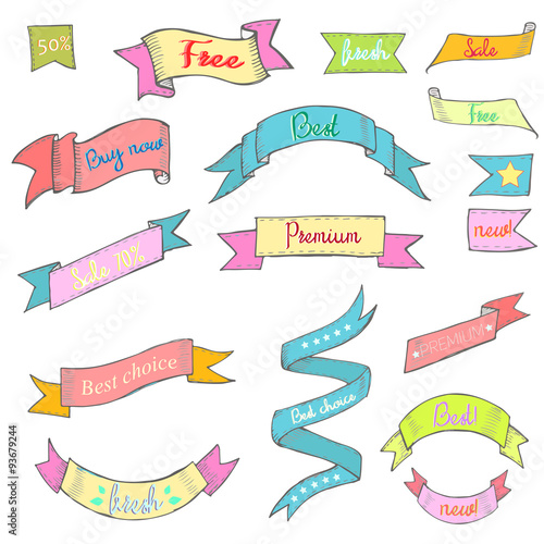 Vintage Color ribbon tape text placeholder 
