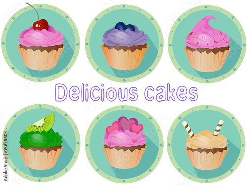 Cakes vector illustration