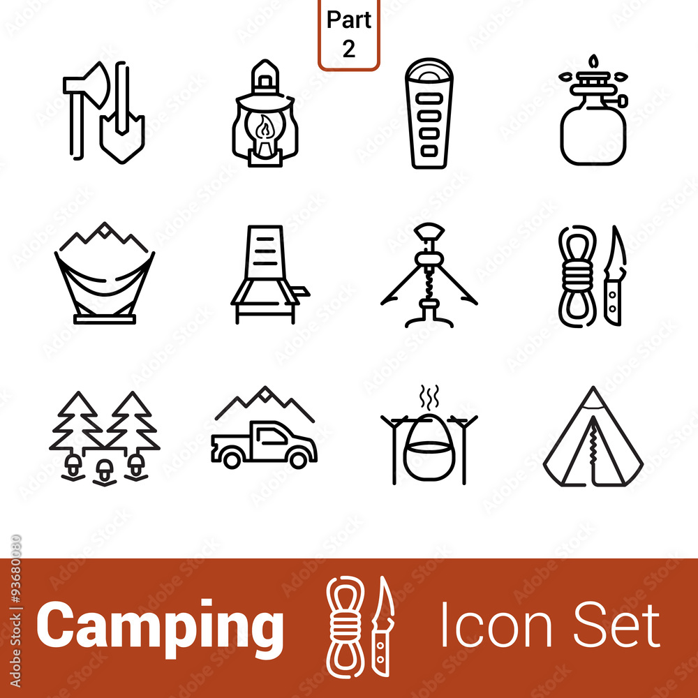 Camping high quality outline icon set. Part 2 Camping high quality outline icon set. Part 2