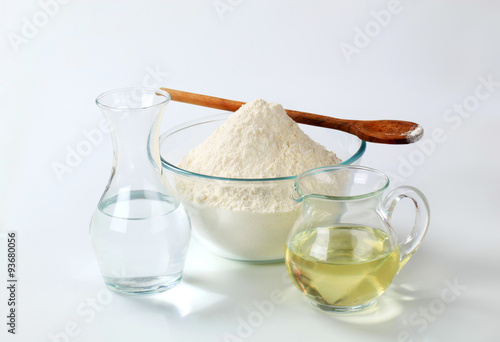 white flour with water and oil