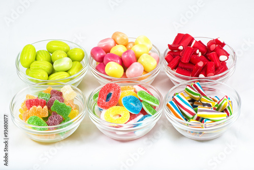 Crystal bowl filled with jelly beans different