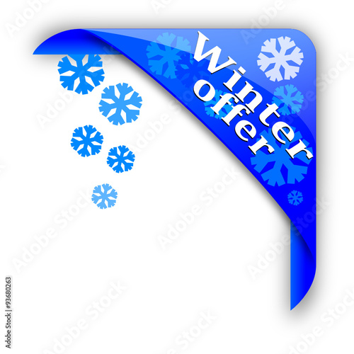 The blue corner with a sign winter offer - vector