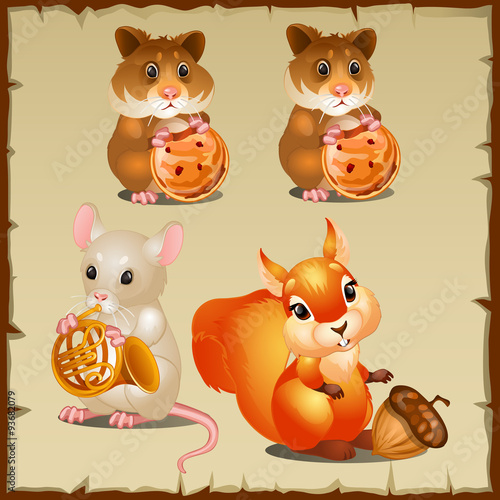 Set of squirrel with hamsters and mouse