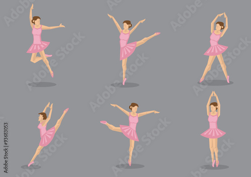 Pink Tutu Ballerina Vector Icon Set