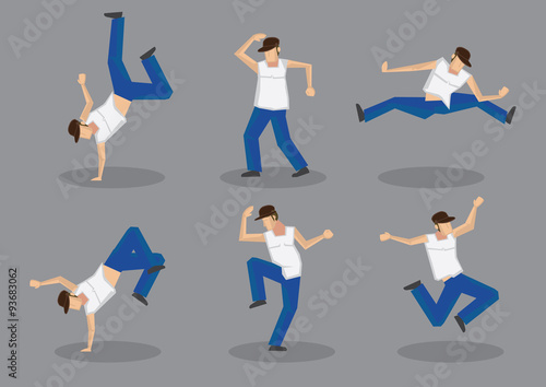 Hip Hop Dancer Vector Icon Set