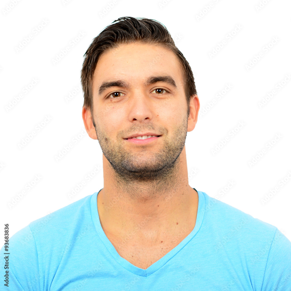 Portrait of handsome man smiling against white background Portrait of handsome man smiling against white background
