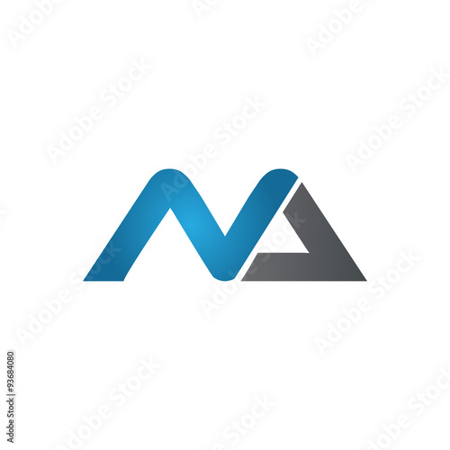 NA company linked letter logo blue