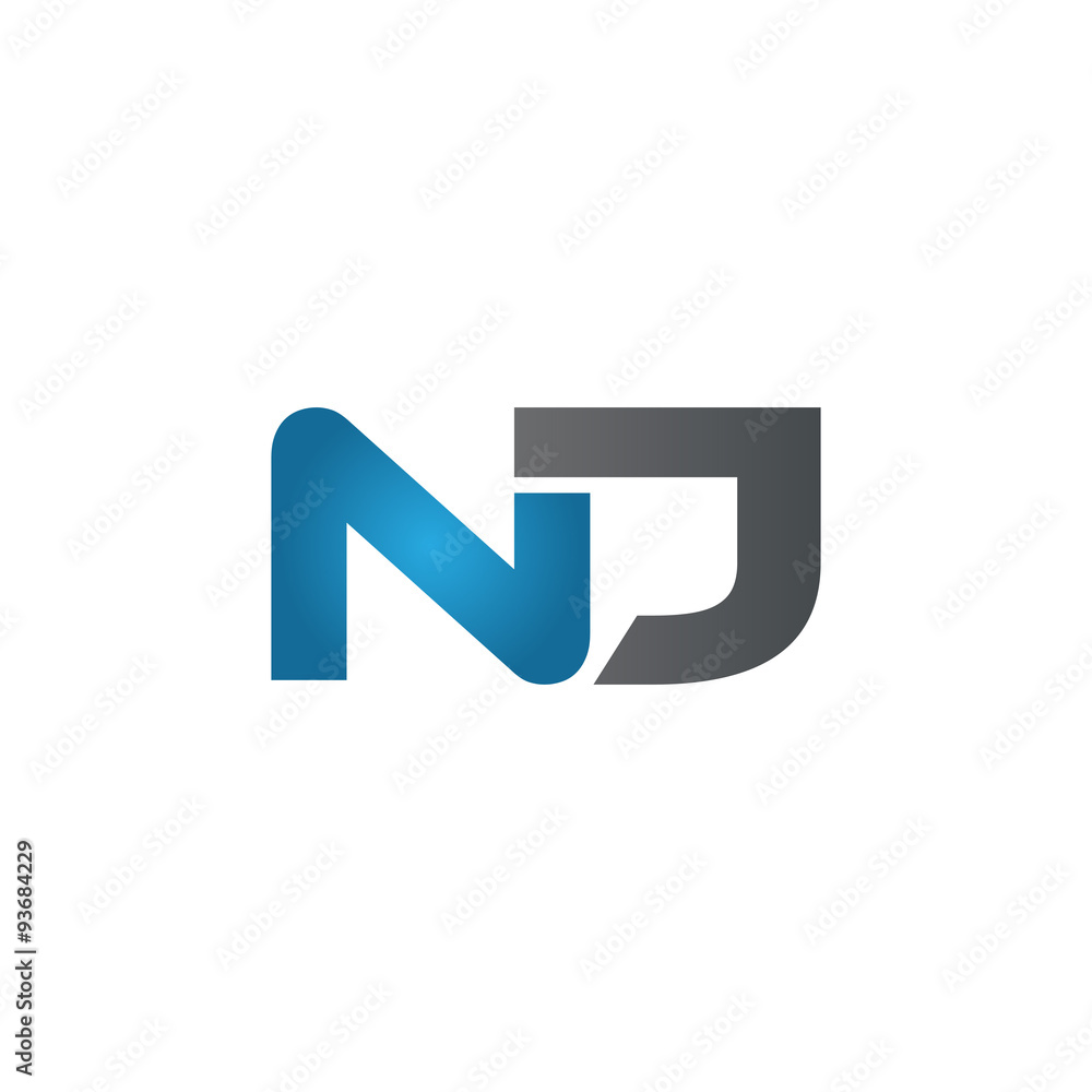 NJ company linked letter logo blue NJ company linked letter logo blue