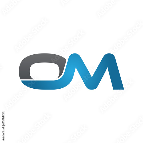 OM company linked letter logo blue