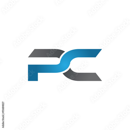 PC company linked letter logo blue