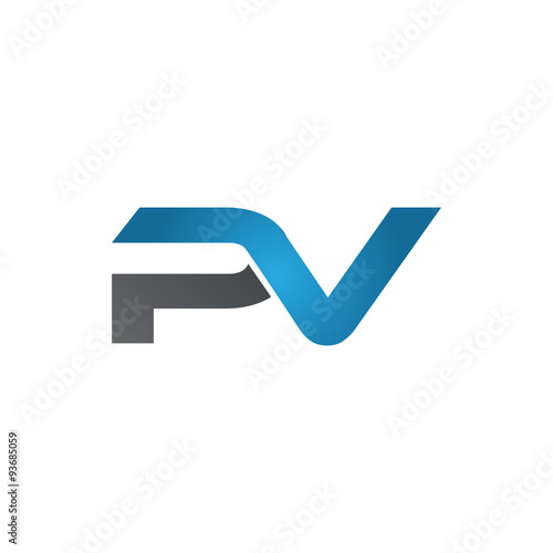 PV company linked letter logo blue