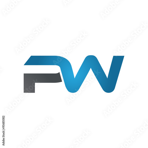 PW company linked letter logo blue