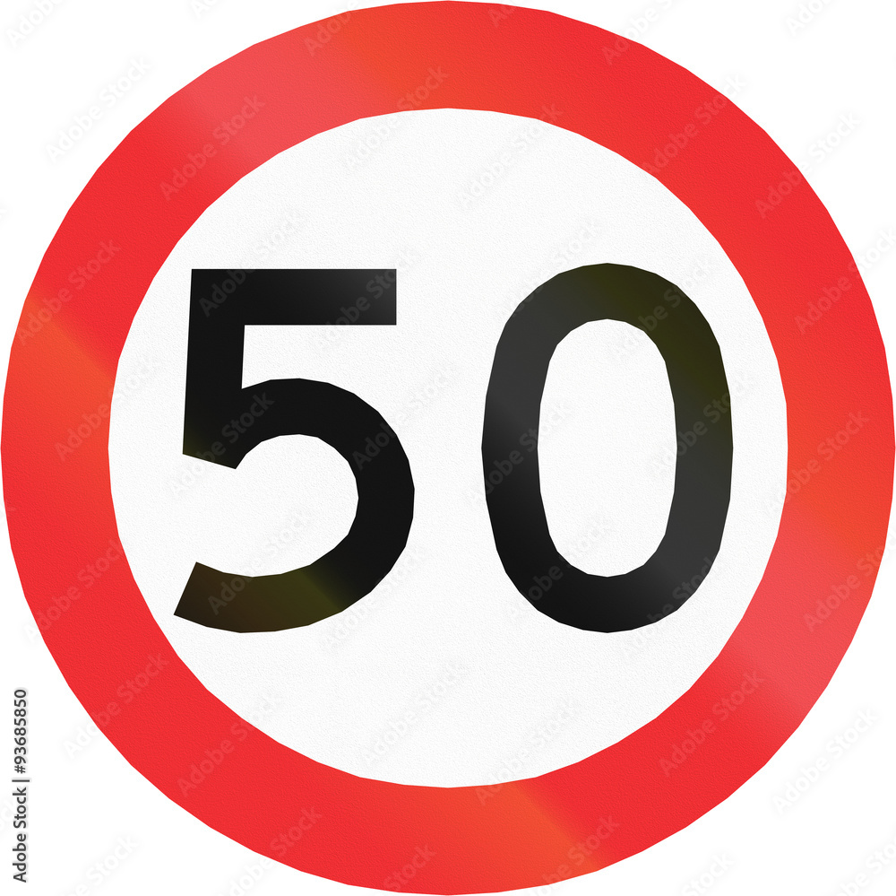 Chilean traffic sign restricting speed to 50 kilometers per hour Chilean traffic sign restricting speed to 50 kilometers per hour