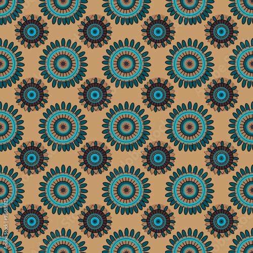Abstract circles on brown background seamless pattern