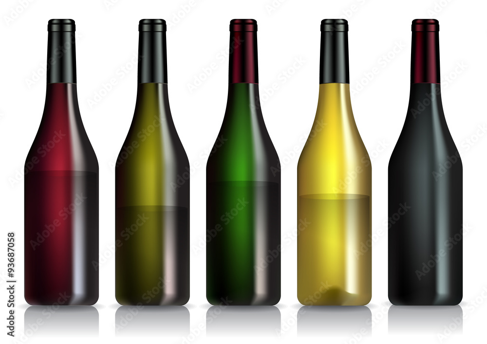 Set of wine bottles. Set of wine bottles.