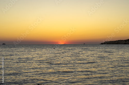 Beautiful sunset in Cala conta in Ibiza.