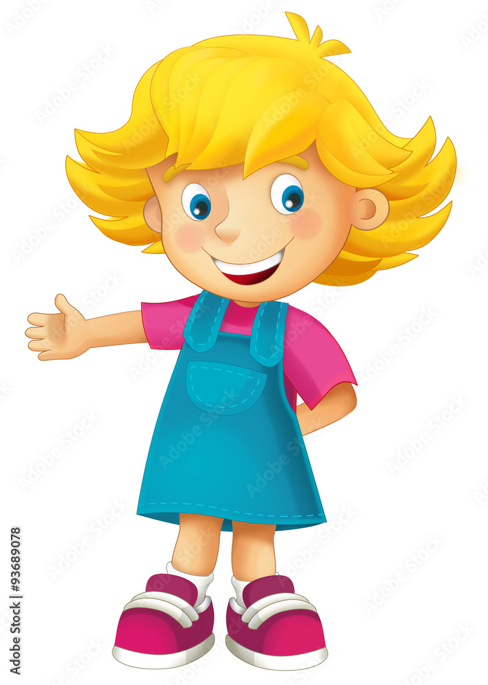 Cartoon child - happy girl - illustration for the children Cartoon child - happy girl - illustration for the children
