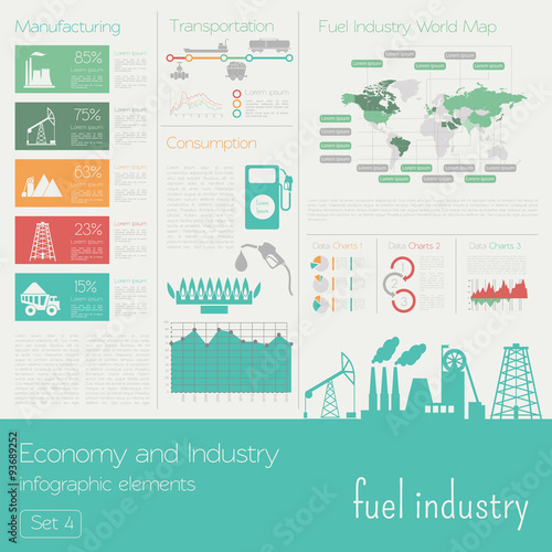 Economy and industry. Fuel industry. Industrial infographic temp