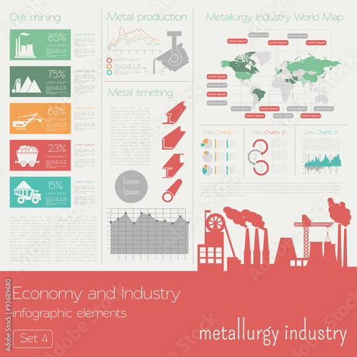 Economy and industry. Metallurgy industry. Industrial infographi