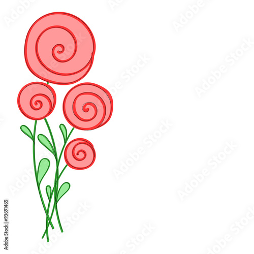 red stylized round flowers