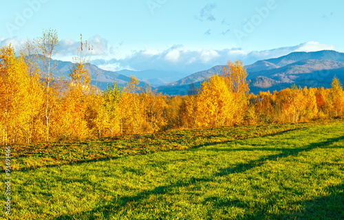 Morning Carpathian mountain autumn view