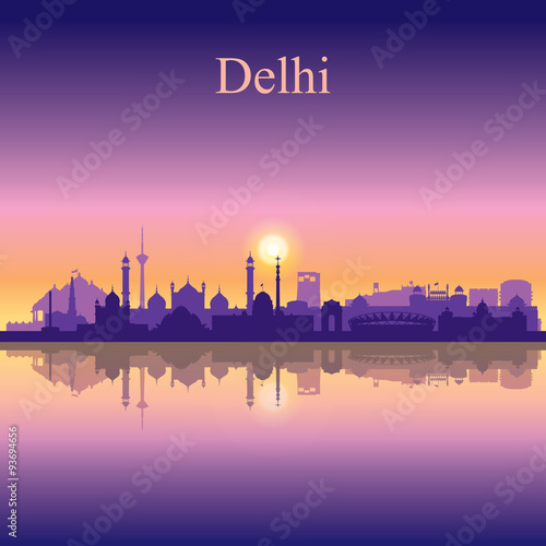 Delhi city skyline silhouette background