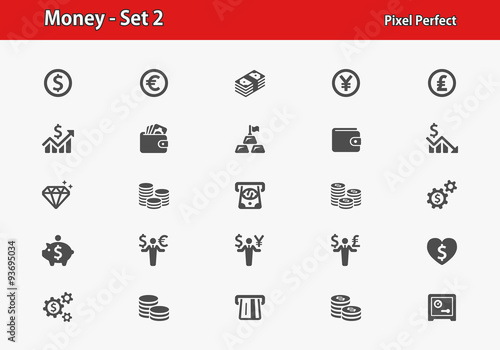 Money Icons. Professional, pixel perfect icons optimized for both large and small resolutions. EPS 8 format.