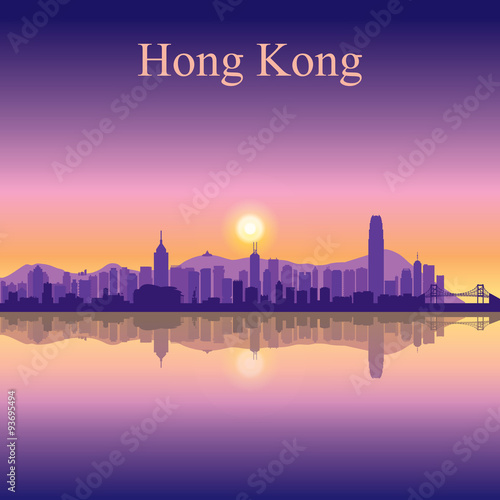 Hong Kong city skyline silhouette background