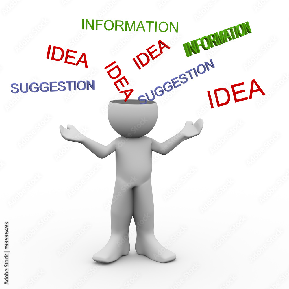 3d open mind person 3d open mind person