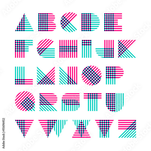 Geometric shapes alphabet made of crossed lines