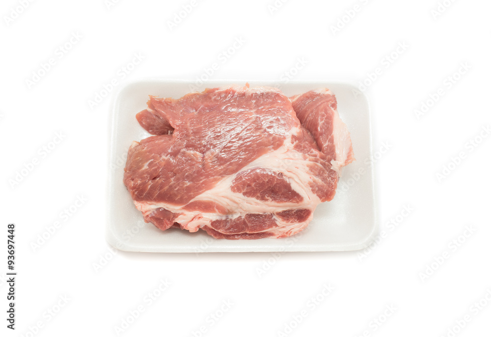 Raw pork  in packaging tray