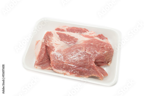 Raw pork  in packaging tray
