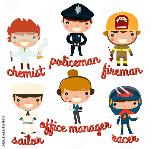 children professions. vector character set.