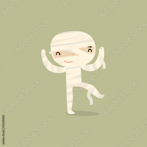 halloween kid mummie. cute vector character.