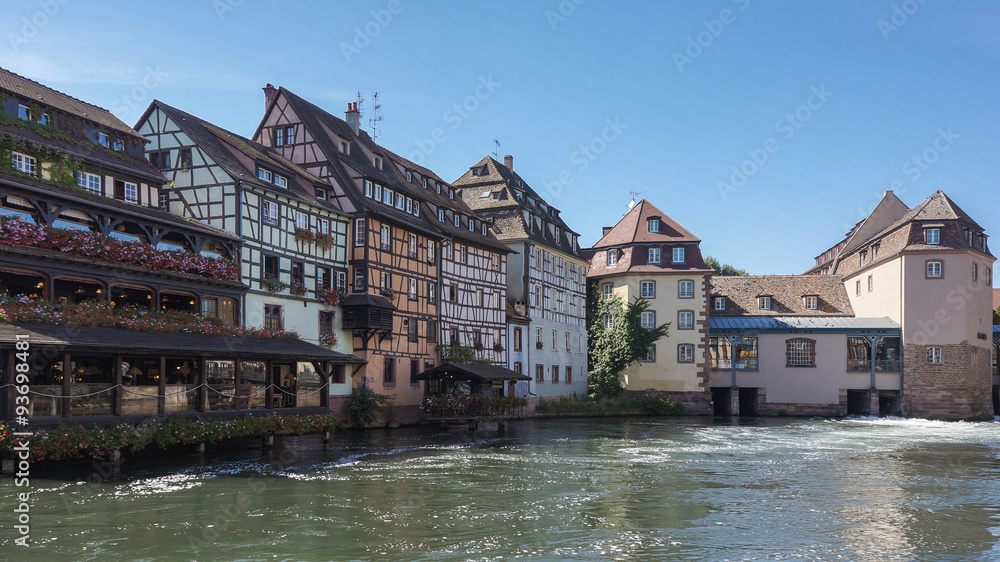 Water canal in Petite France area in Strasbourg