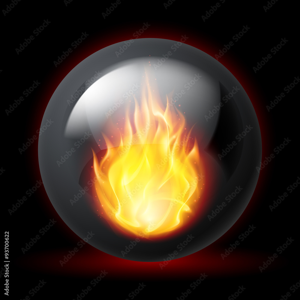Sphere with fire flames Sphere with fire flames