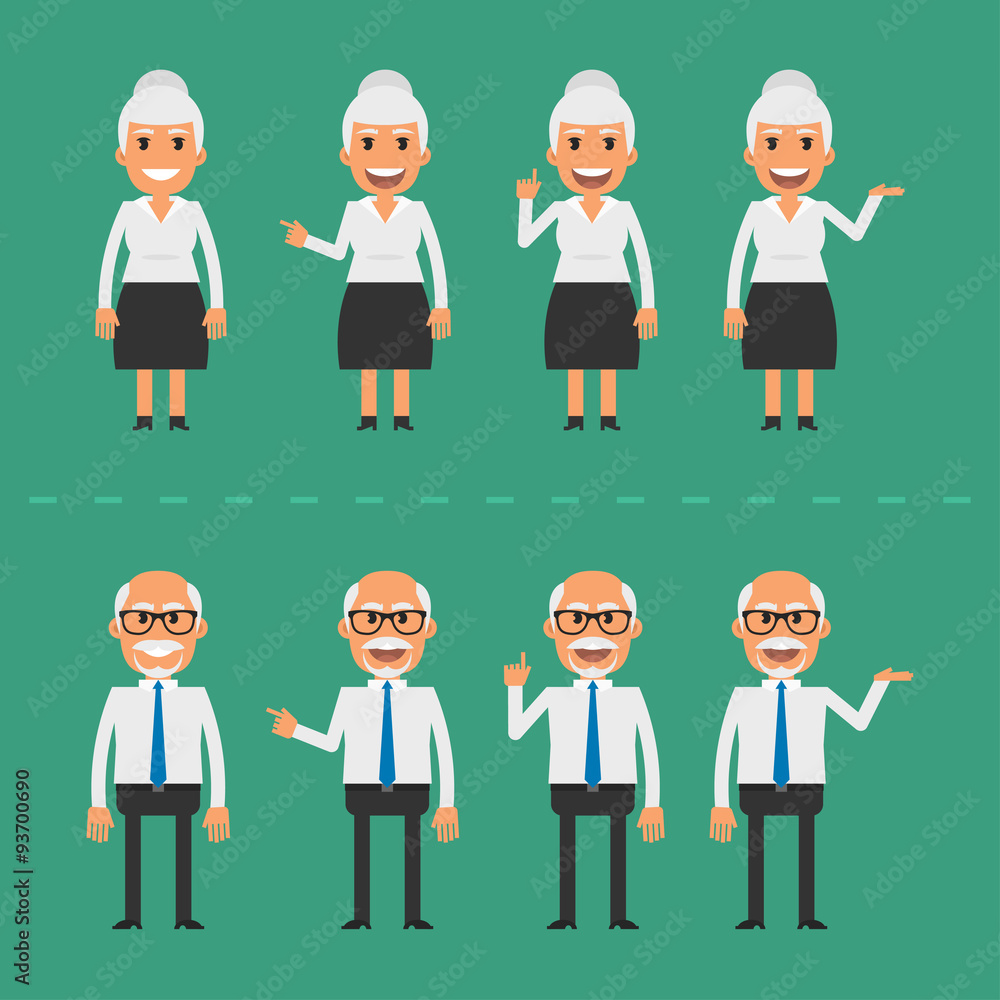Old man and woman in various poses Old man and woman in various poses