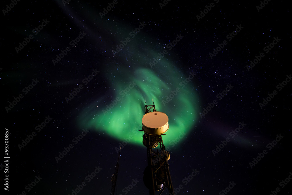 Naklejka premium Greenlandic northern lights over Nuuk