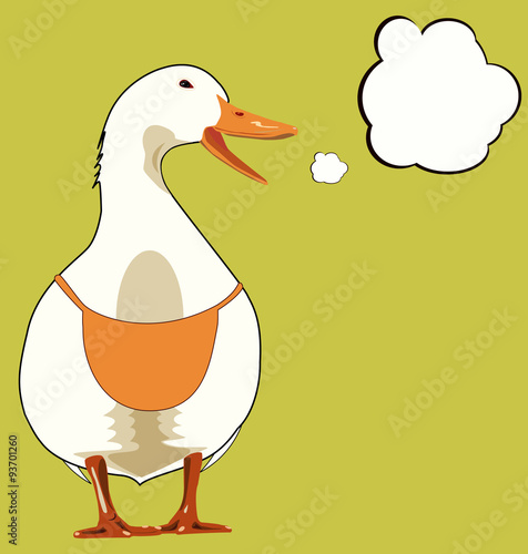 White Goose screams. On geese wear an apron. Vector illustration EPS 8. Suitable for food advertising.
