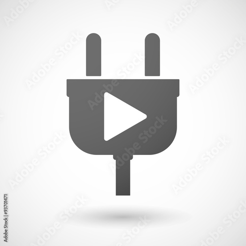 Isolated plug icon with a play sign