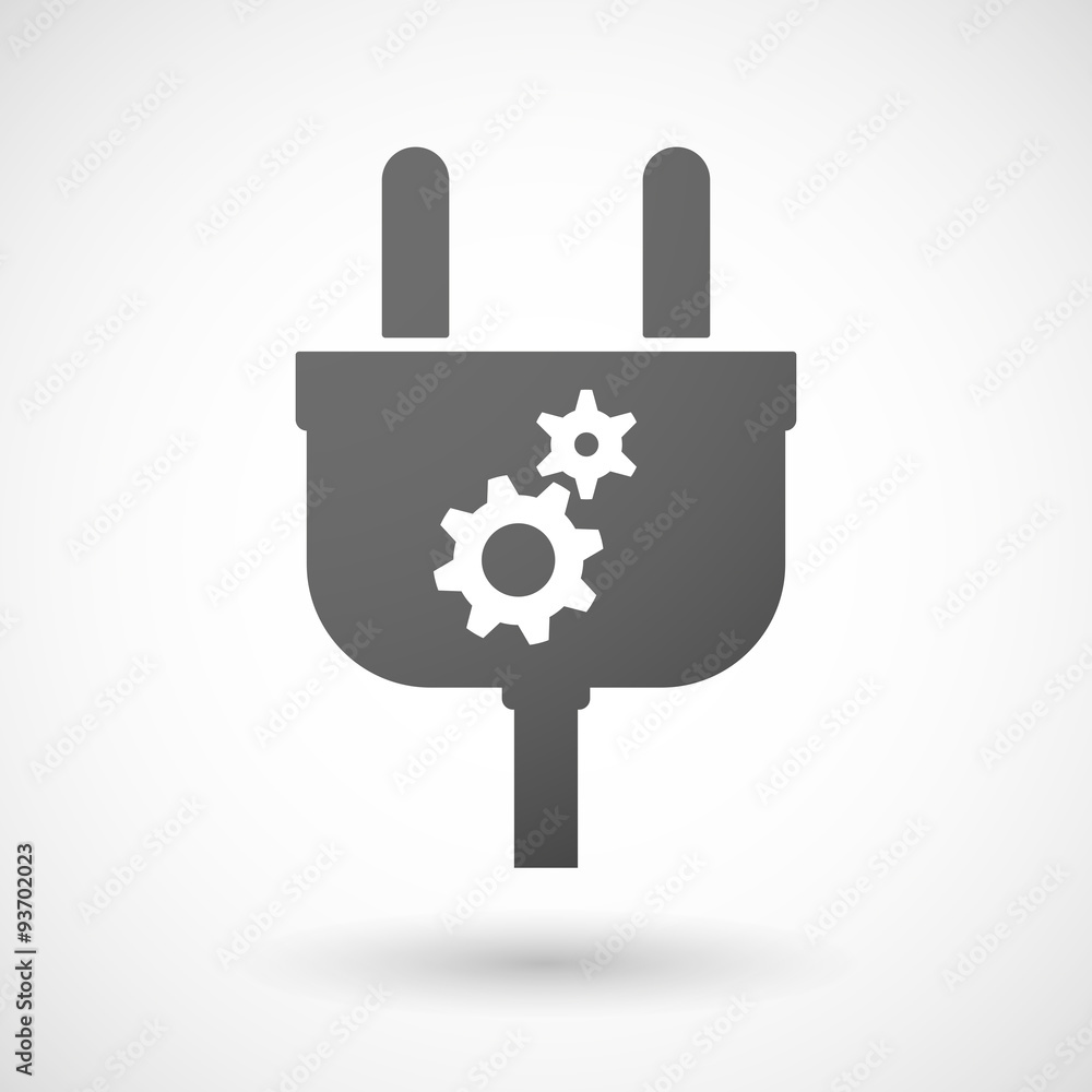 Isolated plug icon with two gears Isolated plug icon with two gears