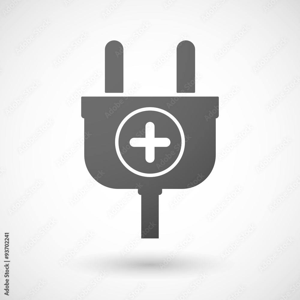 Isolated plug icon with a sum sign Isolated plug icon with a sum sign