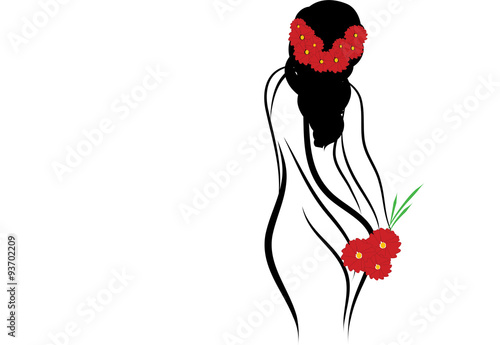Tatuaggio donna con fiori rossi