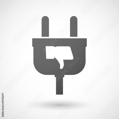Isolated plug icon with a thumb down hand