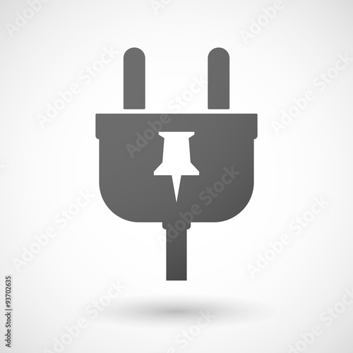 Isolated plug icon with a push pin
